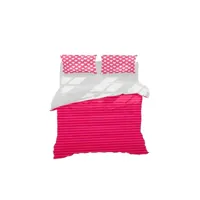 epikasa housse de couette double coeurs et lignes - pour lit - sack, avec taie d'oreiller - douceur - pour chambre à coucher, chambre d'enfant - amour - rose, blanc en 70% coton, 30% polyester, 200x250 cm am8681847244134