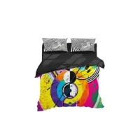 epikasa housse de couette double psychédélique - pour lit - sack, avec taie d'oreiller - douce - pour chambre à coucher, chambre d'enfant - art pop - multicolore en 70% coton, 30% polyester, 200x250 cm am8681847244547
