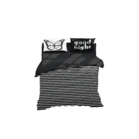 epikasa housse de couette double géométrique nuit - pour lit - sack, avec taie d'oreiller - soft - pour chambre à coucher, chambre d'enfant - ecritures - noir, blanc en 70% coton, 30% polyester, 200x250 cm am8681847244271