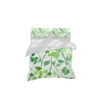 epikasa housse de couette double arbres - pour le lit - sac, avec taie d'oreiller - soft - pour la chambre à coucher, chambre d'enfant - nature - blanc, vert en 70% coton, 30% polyester, 200x250 cm am8681847245391