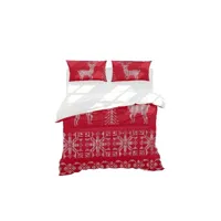 epikasa housse de couette double motif de noël - pour lit - sack, avec taie d'oreiller - soft - pour chambre à coucher, chambre d'enfant - hiver - rouge en 70% coton, 30% polyester, 200x250 cm am8681847244998