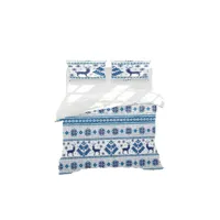 epikasa housse de couette double noël classique - pour lit - sack, avec taie d'oreiller - soft - pour chambre à coucher, chambre d'enfant - hiver - bleu, blanc en 70% coton, 30% polyester, 200x250 cm am8681847244660