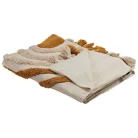 couvre-lit en coton 130 x 180 cm beige et orange mathura 328074