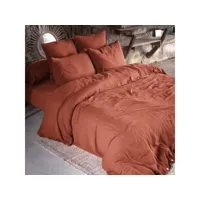 parure de lit double gaze de coton orange terracotta 240x220 cm