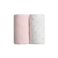 2 draps housses en coton 70x140 cm rose + imprimé étoiles porbbc414806