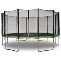 trampoline  yoopi  - ø 4.90 m - vert - avec filet + échelle + couverture + kit d'ancrage