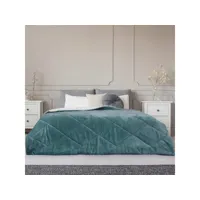 paris prix - couvre-lit flanelle sherpa 220x240cm vert