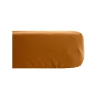 drap housse en lin lavé froissé 160x200 cm sonate orange terre cuite
