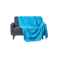 homescapes jeté de lit ou de canapé turquoise nirvana en coton, 255 x 360 cm sf1246c