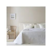 couvre-lit réversible en jacquard de coton adriel blanc