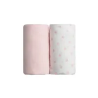2 draps housses en coton 60x120 cm rose + imprimé étoiles porbbc413806