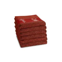 ddddd haru essuie-mains (lot de 6) - 100% coton - essuie-mains (50x55 cm) - par lot de 6 - rouge smul200450701