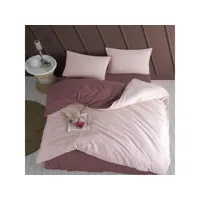 parure de lit uni 2 personnes rose  aubergine dimensions - 240x260 par_uni_ros/aub240