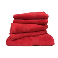 lot de 5 serviettes eponge 600 gm2 100 % coton - rouge