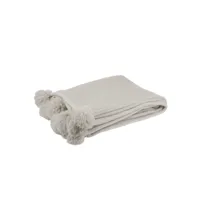 paris prix - plaid à pompons blanket 130x170cm gris clair