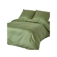 homescapes parure de lit en coton égyptien bio 400 fils vert mousse 155 x 220 cm bl1540b