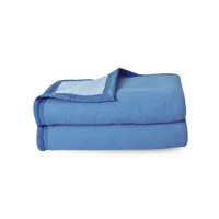 couverture pure laine vierge woolmark 500g/m² volta 240x260 cm bleu azur