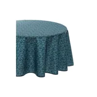 nappe de table atmosphera créateur d'intérieur - nappe ronde imprimé feuille 180cm bleu