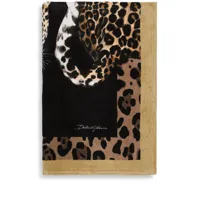 dolce & gabbana serviette de plage leopard à rayures - noir