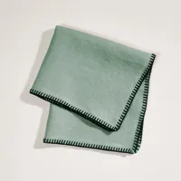 serviette de table nino vert de gris et feston noir - vert