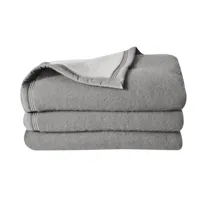 couverture  laine woolmark double face gris anthracite 240x260 cm