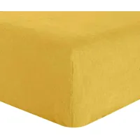 drap housse lin lave jaune 200x200 cm