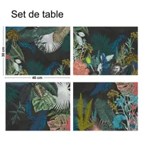 lot de 4 sets de table l 40xl 30cm multicolore feuillage jungle