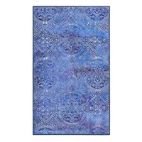tapis de bain motif paisley bleu 80x150