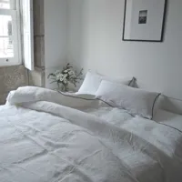 parure de lit en lin lavé 260x240 cm - blanc