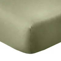 drap housse 2 places coton vert verveine 160x200 cm