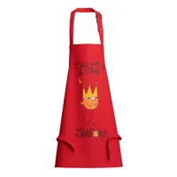 tablier de cuisine enfant shadok roi chef en coton rouge 52 x 63