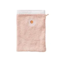 gant de toilette vieux rose brodé bouclette rose 15 x 21 cm
