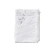 gant de toilette neige brodé bouclette jacquard blanc 15 x 21 cm