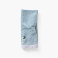 serviette de toilette bleu polaire brodé bouclette bleu 50 x 90 cm