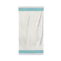 drap de plage coton blanc et bleu 100x180 cm