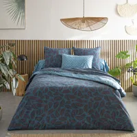 parure de lit imprimée en bambou bleu 260x240