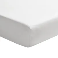 drap housse en satin de coton blanc 90x190