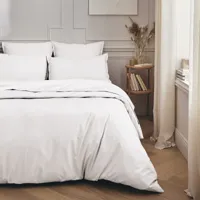 parure de lit en percale de coton blanc 240x220