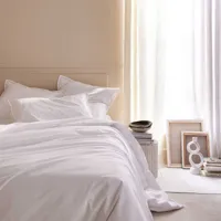 parure de lit uni en coton blanc 260x240