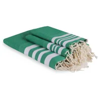 set bain, 1 fouta + 2 serviettes coton  100x200 vert brésil