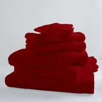 homemaison - lot de 6 gants de toilette unis et colorés griotte 16x21 cm - griotte