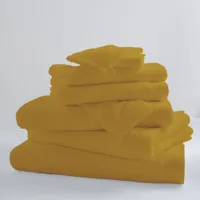 lot de 6 gants de toilette unis et colorés jaune safran 16x21 cm - jaune safran