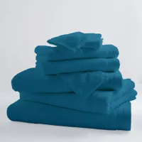 homemaison - lot de 6 gants de toilette unis et colorés turquoise 16x21 cm - turquoise