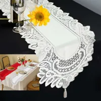 heytea - chemin de table blanc, fainfun chemin de table tiss¨, decoration table vintage, rectangulaire chemin de table nol tissu, pour decoration