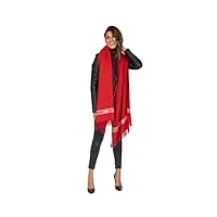 likemary takhi echarpe en laine mérinos tissée à la main avec motif - châle plaid chaud parfait pour voyager - foulard oversize commerce Équitable -pashmina décontracté - rouge
