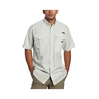 columbia men's super bonehead classic short sleeve shirt, white cap/spacedye plaid, small