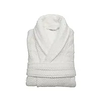 linum home textiles unisexe tissé à chevrons peignoir de bain premium 100% authentique turc coton hotel collection robe, blanc, s/m