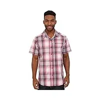 columbia men's global adventure iv yd short sleeve shirt, sunset red plaid, small