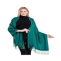 cj apparel vert jade couleur unique style tissé en sergé 100% cachemire châle echarpe manteau etole plaid pashmina nouvelle