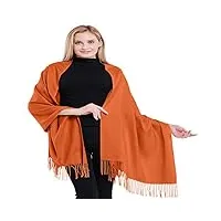 cj apparel orange couleur unique style tissé en sergé 100% cachemire châle echarpe manteau etole plaid pashmina nouvelle